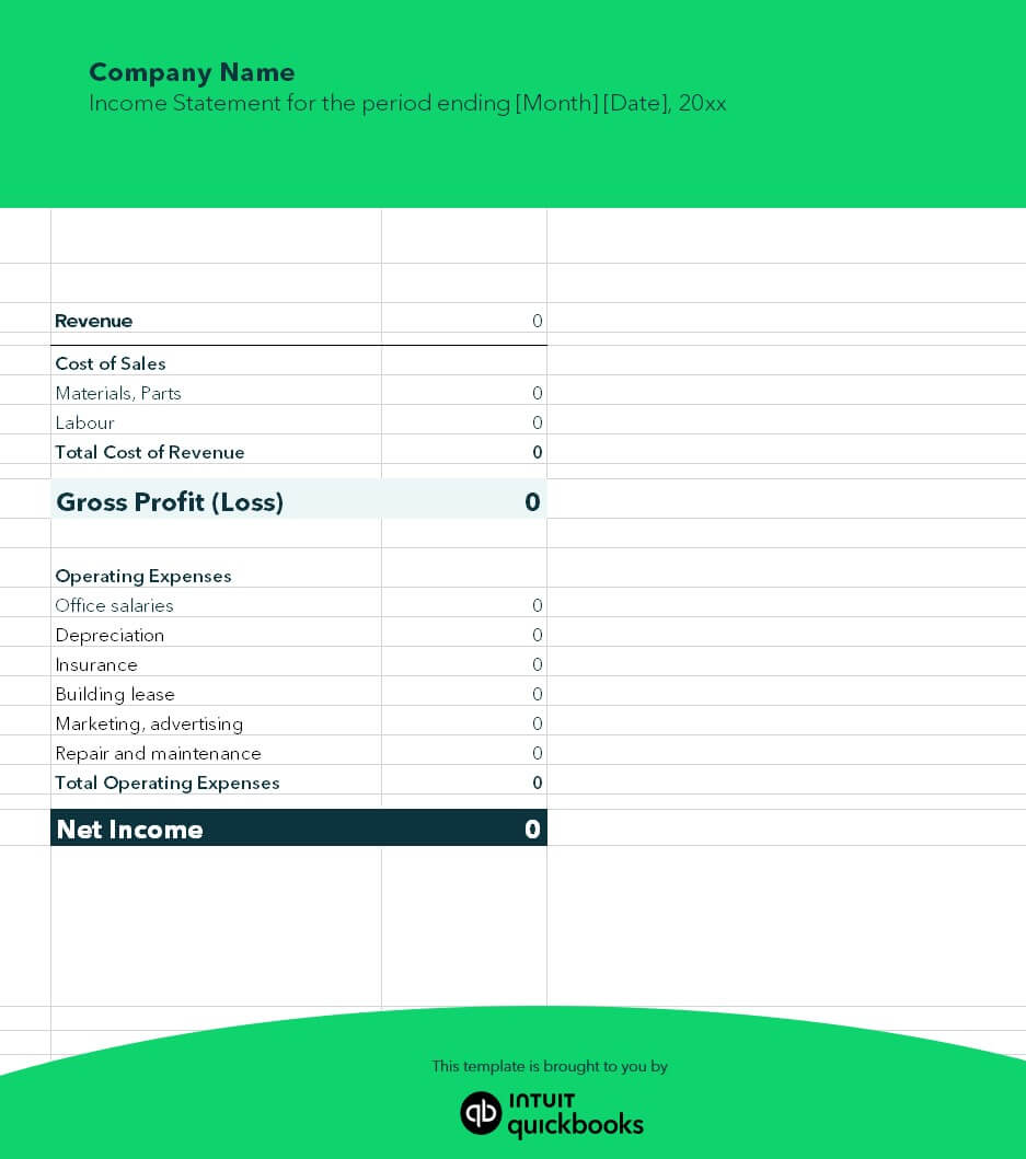 Income statement template for small businesses
